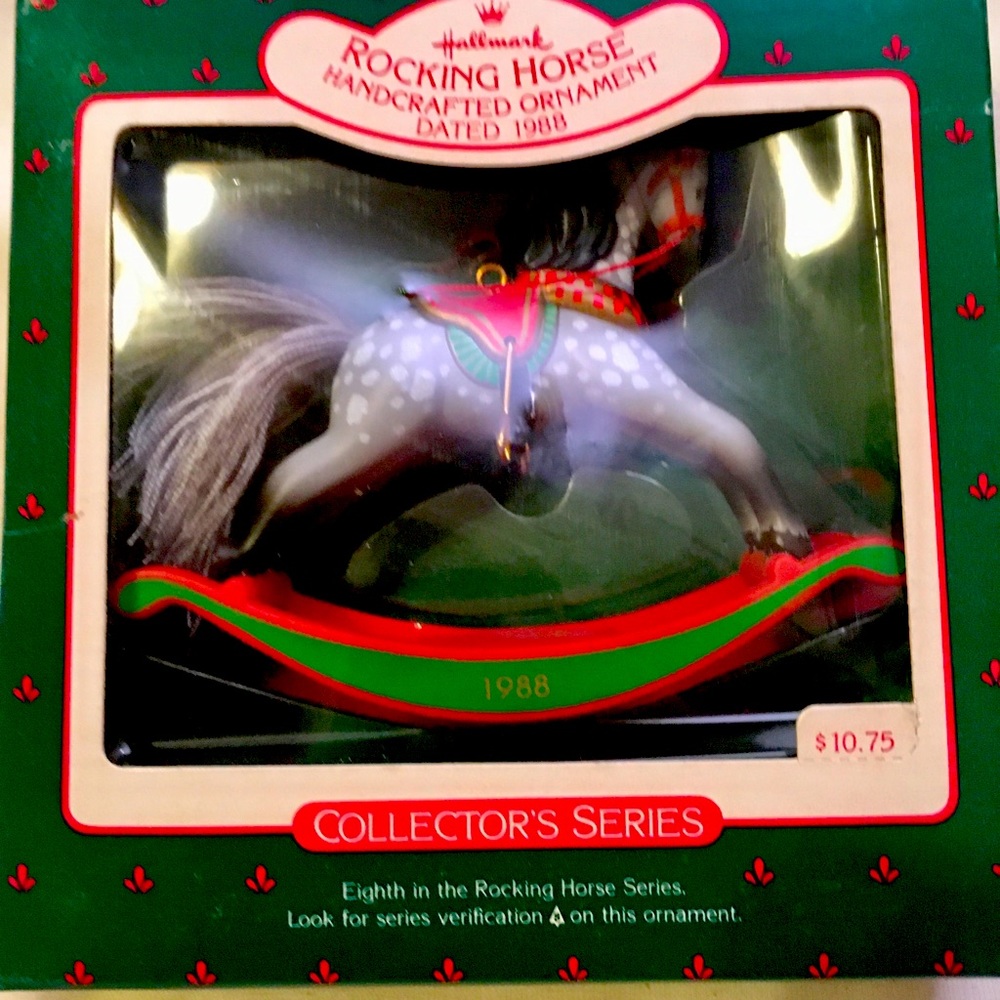 Hallmark Rocking Horse Ornament in original box, collectors series 1988.